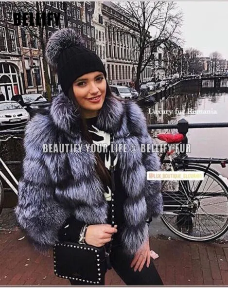 

Top luxury Paris Collections Christmas Gift Natural fox fur coats with stand collar Stunning amazing wholepelt fur jackets