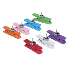 

MOGII 30Pcs/Box Office Stationery Pins Durable Wooden Clip Push Pins Decorative Wood Binder Thumb tacks for School Cork Board