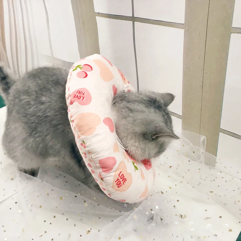 새로운 애완 동물 고양이 개 건강 회복 엘리자베스 코튼 필링 칼라 개와 고양이를위한 보호 의료 콘 E-칼라