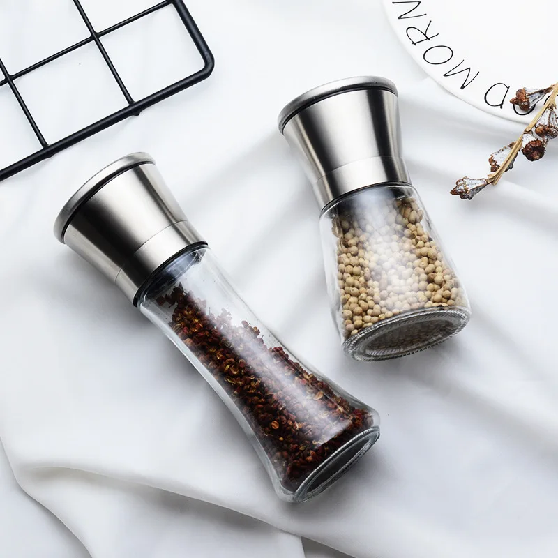 

Sea Salt Pepper Grinder 2 In 1 Stainless Steel Manual Salt Pepper Mill Grinder Spice Kitchen Tools Accessories for Cooking