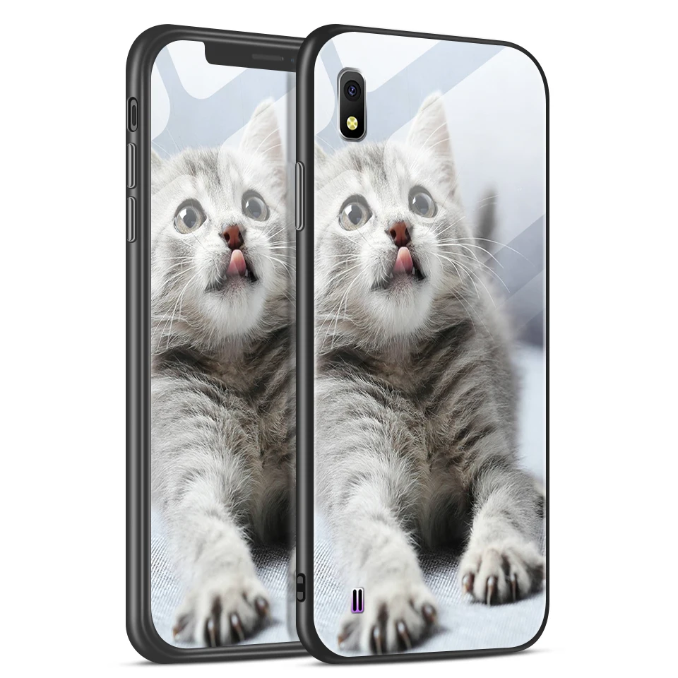 Для samsung Galaxy A10 A20 A30 A40 A50 жесткий чехол из закаленного стекла для samsung A105F A305F A405F A505F ТПУ полная защита корпуса - Цвет: H134