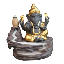 Золотой слон Бог Ганеша обратного потока благовония горелки Индии курильница палочка держатель медитации украшения домашнего офиса Декор ремесла