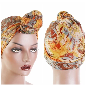 

Women's Bonnet Wind Knot Cap Balinese Tie Dyed Ball Scarf Hat Wrap Headwear Muslin Hijab Turban Printing Fashion Coloring