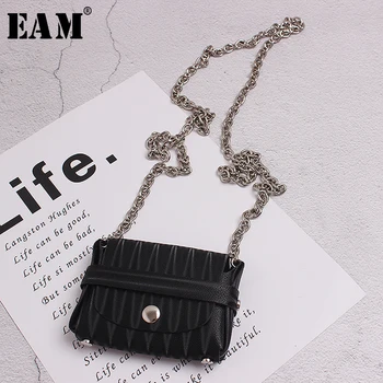 

[EAM] Women New Black Chain Split Long Pu Leather Personality Accessories Fashion Tide All-match Spring Autumn 2020 19A-a495