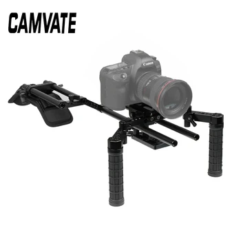 

CAMVATE Camera Handheld Shoulder Mount Support Rig With Manfrotto QR Baseplate & Rubber Handgrip For HDSLR Camera / DV Camcorder