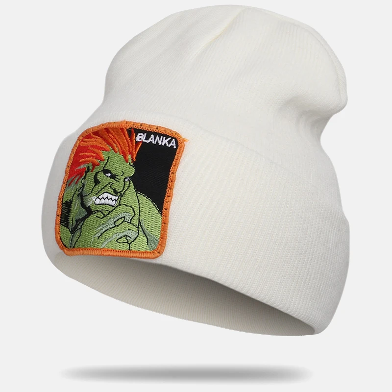 Новинка тропический лес зеленый человек Блан бланка вышивка вязаная шапка с капюшоном хип хоп Skullies Beanies