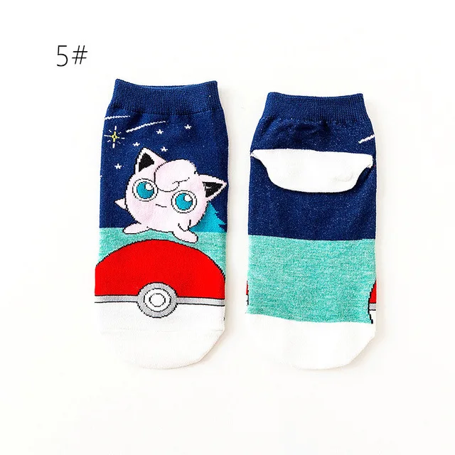 Cute Pokemon Pikachu Figure Cotton Socks Pokemon Squirtle Charmander Bulbasaur Anime Cosplay Men Women Ankle Cotton Socks Maroon