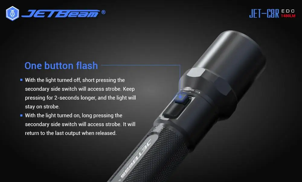 Фонарики JETBeam C8R с аккумулятором 1480 лм фонарики для повседневного использования