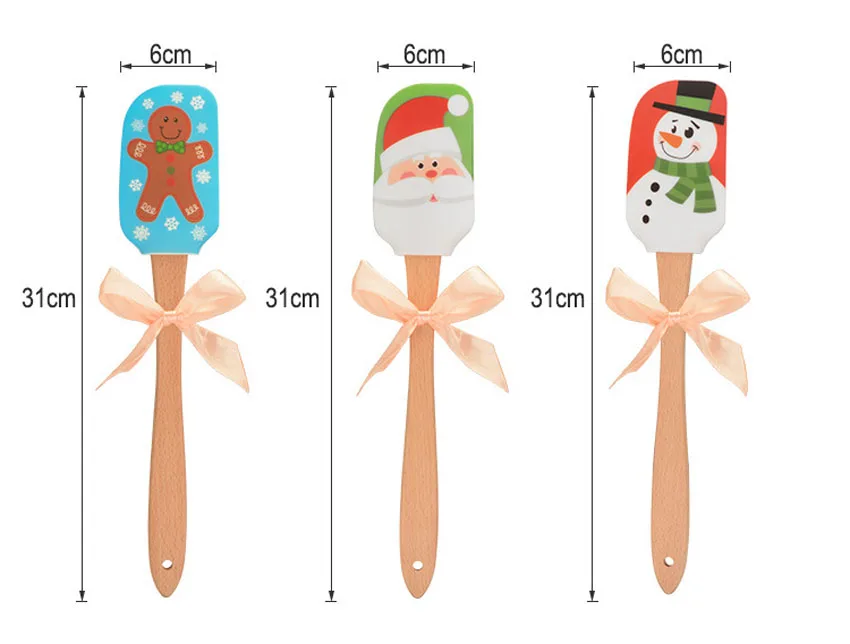 ERMAKOVA Christmas Silicone Spatula Santa Spatula Snow Man Spatula Mixing Batter Scraper Cream Butter Spatula Baking tools