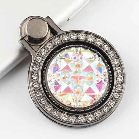 Luxury Diamond Shiny Metal Mobile Phone Ring Stand Stick Socket 360 Holder Cell Phone Telephone Support for mobile phones - Цвет: zs black