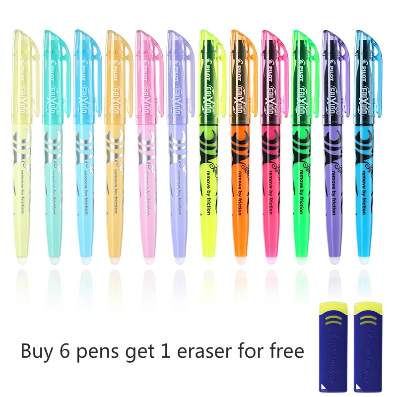 6pcs Pilot SW FL Frixion Erasable Soft Light Pastel Color Normal Colour Highlighter School Study 12 Colors|Highlighters| - AliExpress