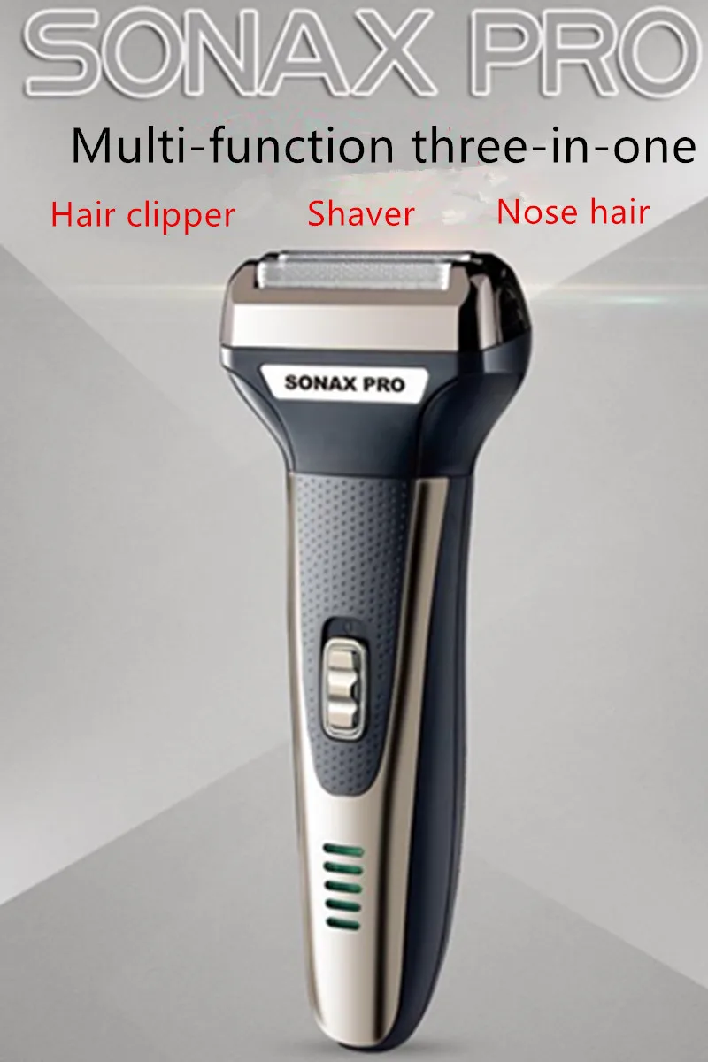SONAX PRO перезаряжаемая электробритва 3 в 1 для мужчин бритва для бритья бороды возвратно-поступательная Чистка носа бритвенный станок для волос 40#107