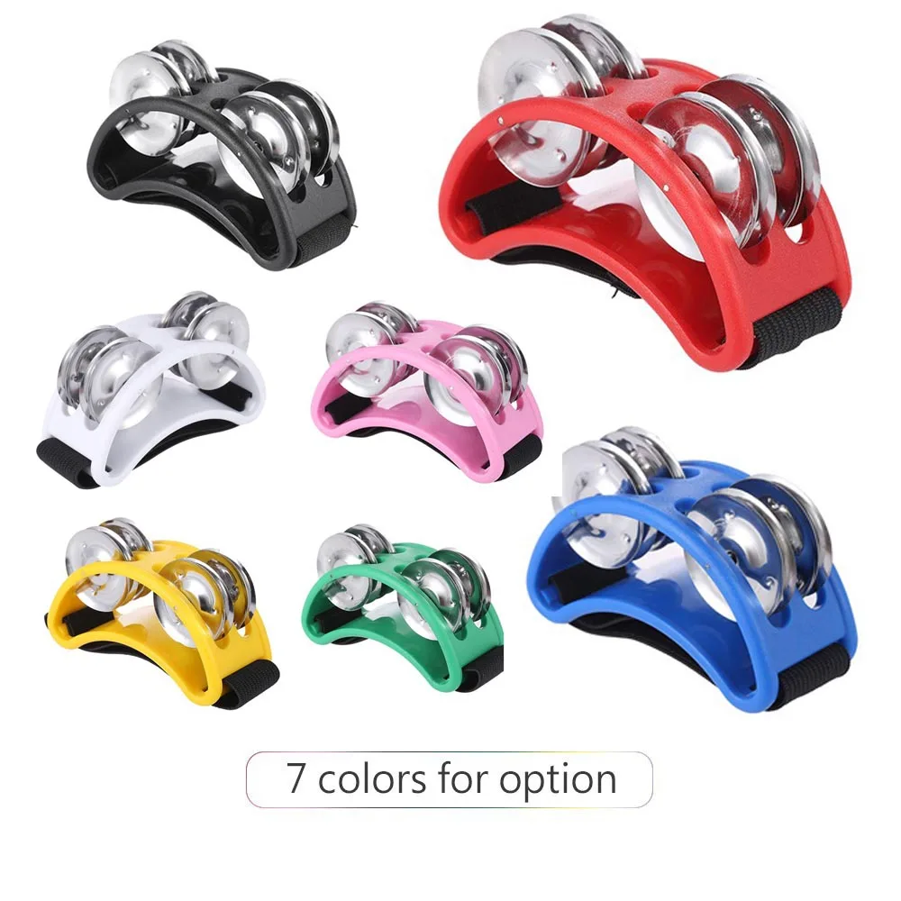 

New Arriving Food tambourine with 2 sets of nickel-plated metal jingle bells Percussion Musical Instrument Stamped on the bell