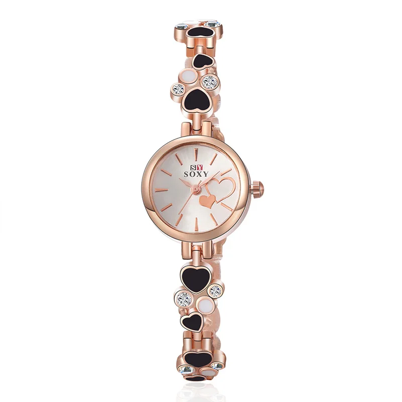Женские наручные часы Романтические в форме сердца часы Brife стиль торговая марка кварцевых часов Soxy часы Relojes женские наручные часы женские черные
