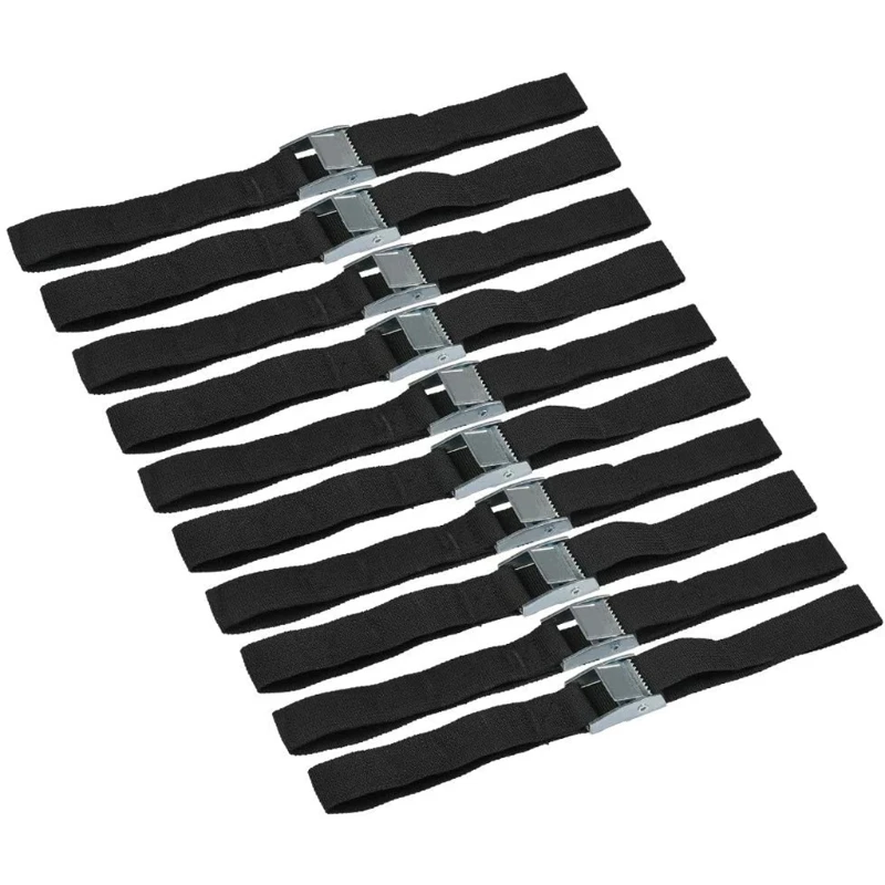 10 Pcs Black Lashing Straps with Clamping Lock Heavy Duty Fastening Straps for Motor Bicycle Luggage Fixing Tool Lashing