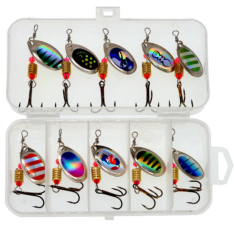 

10PCS Metal Spoon Spinner Bait 3.5g Feather Hooks Sequin Sea Fishing Lure Isca Artificial Paillette Wobbler Jig Metal Buzz Bait