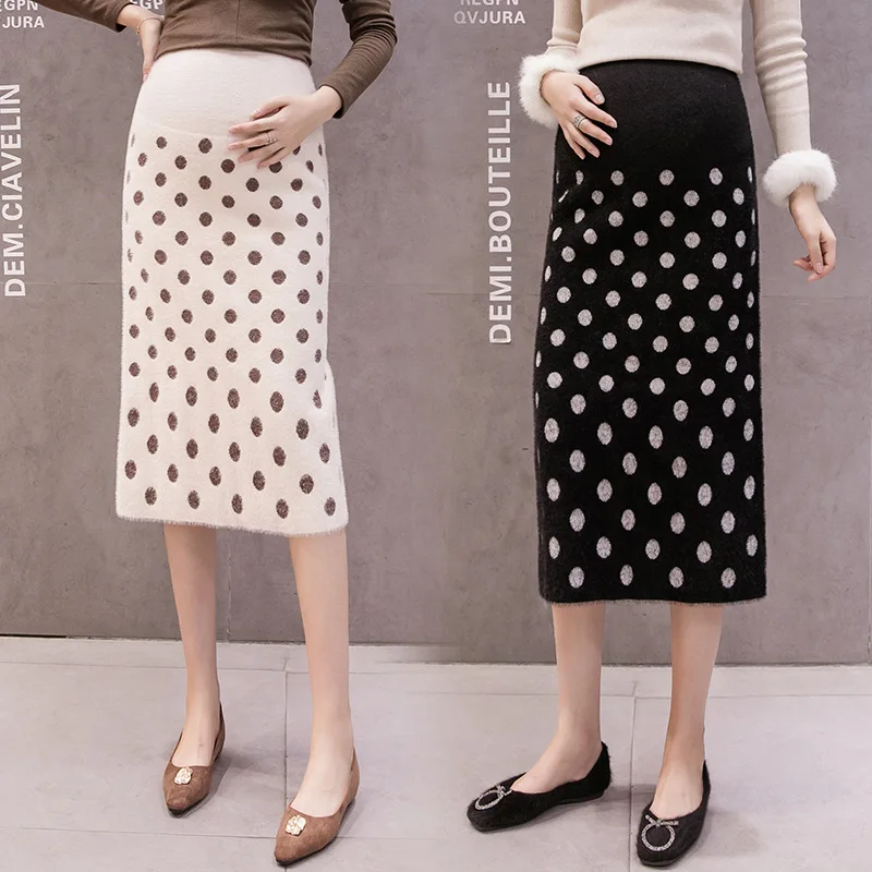 

Photo Shoot Maternity Clothes Autumn And Winter New Style Mink Cashmere Skirt Pregnancy Outer Wear Abdominal Support Base Skirt-