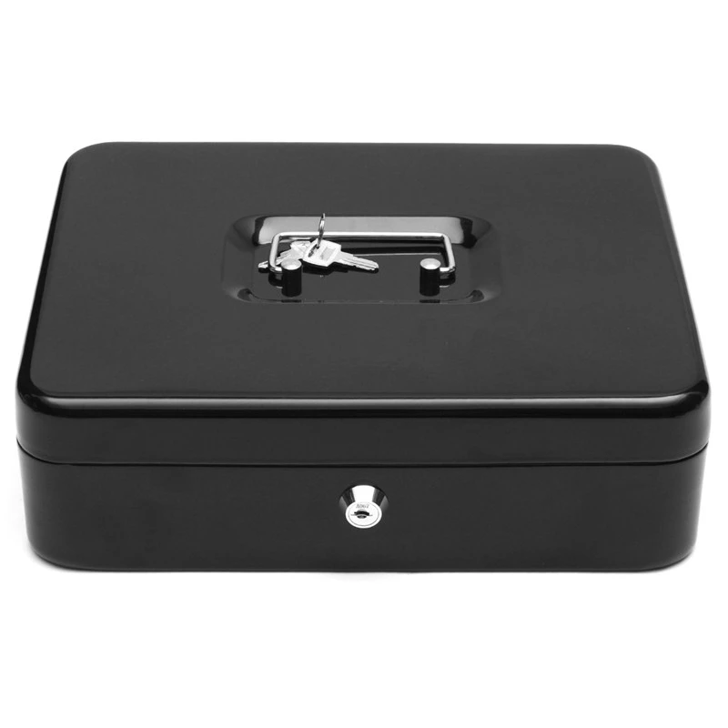 

New-Metal Piggy Bank Key Lock Petty Coin Cash Money Box Pot Lockable Cash Box Deposit Security Cashier Drawer Storage
