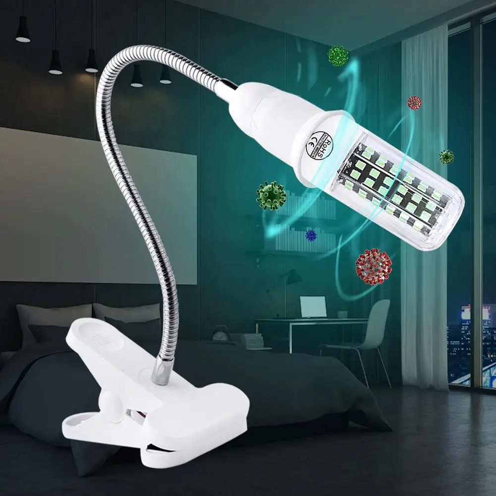 

Newest 220V 7W UV germicidal light Led UVC Light Bulb E27 E14 Germicidal Lamp With EU Plug Holder Killing Virus Mite Bacteria