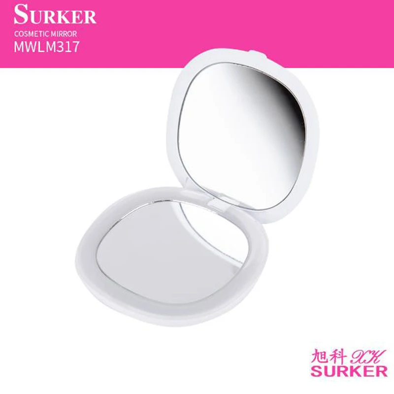 Surker MWLM317 увеличенное 5 раз зеркало для макияжа портативное светодиодный зеркало двойное зеркало Мини Косметическое Зеркало