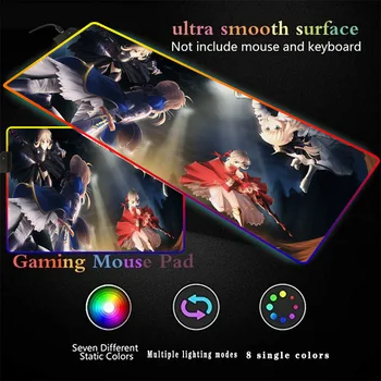 

Saber Fate Anime Gaming Mouse Pad RGB Large Gamer Computer Illuminate Mousepad with 2M USB USB for Desk Keyboard LED Mice Mat