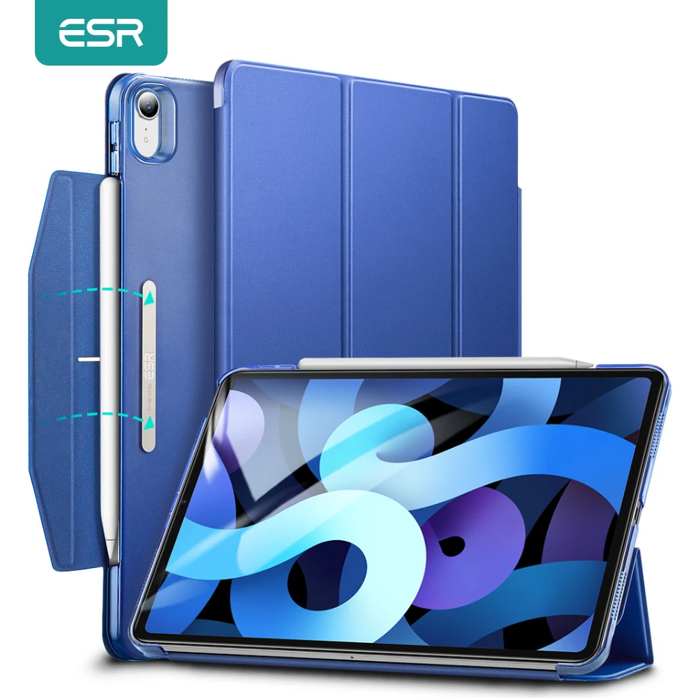 ESR Funda inteligente con soporte para lápiz, cubierta triple para iPad Air 4, iPad 9th 8th Mini 6/iPad Pro 12,9 2021|Fundas tablets y libros electrónicos| -