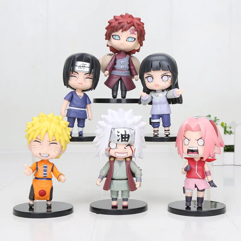6 шт./лот, 9-10 см Рисунок, аниме, Наруто игрушки SASUKE kakashi Сакура Гаара; обувь в стиле Итачи Хьюга Хината куклы для детей