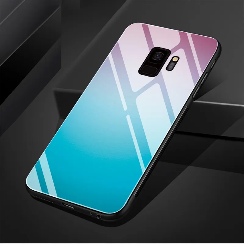 Новейший цветной чехол для телефона из закаленного стекла для Samsung Galaxy S8 S9 S10 Plus Note8 Note9, роскошное закаленное стекло - Цвет: 1461