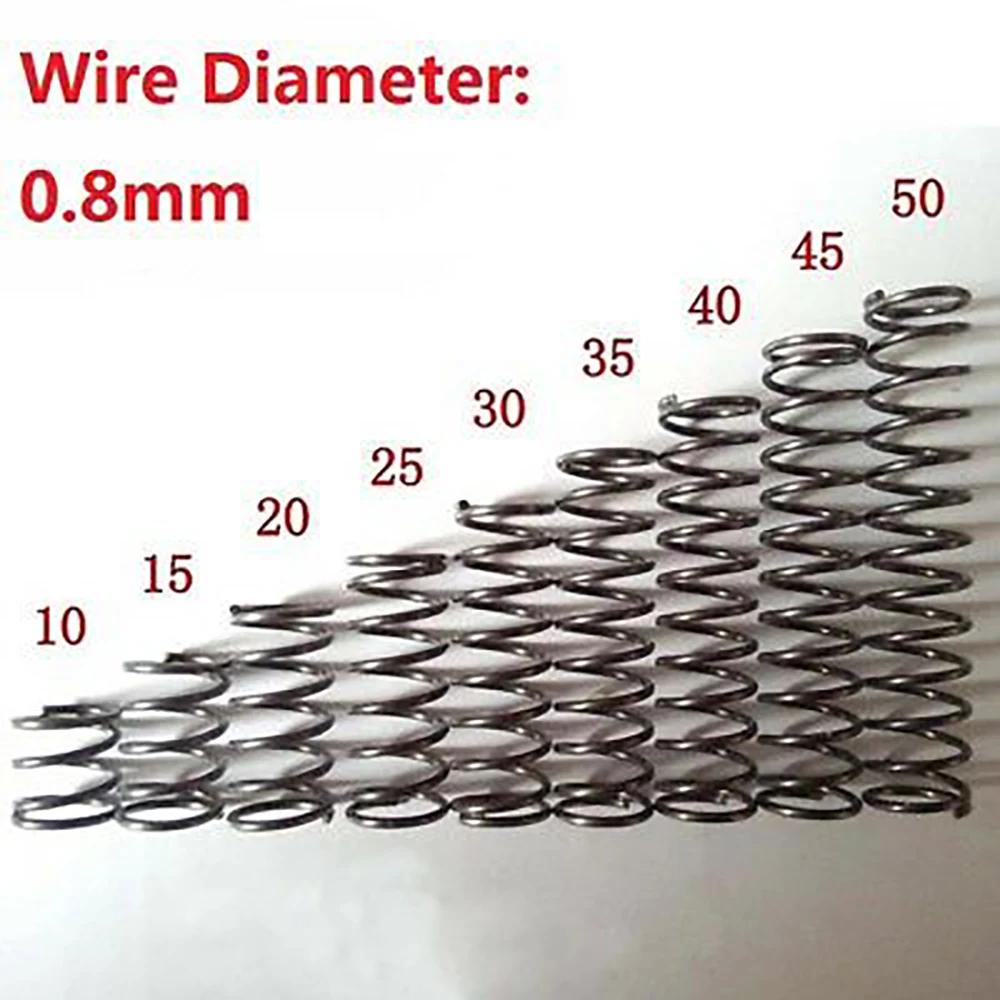

10pcs Compression Spring Steel Wire Dia. 0.8mm Length 10/15/20/25/30-50mm