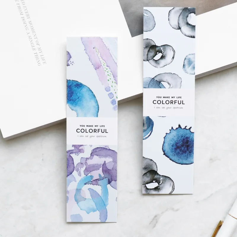 

30pcs Colorful spectrum bookmarks set Color book marker accessories paper memo Greeting card gift Stationery Office School F781