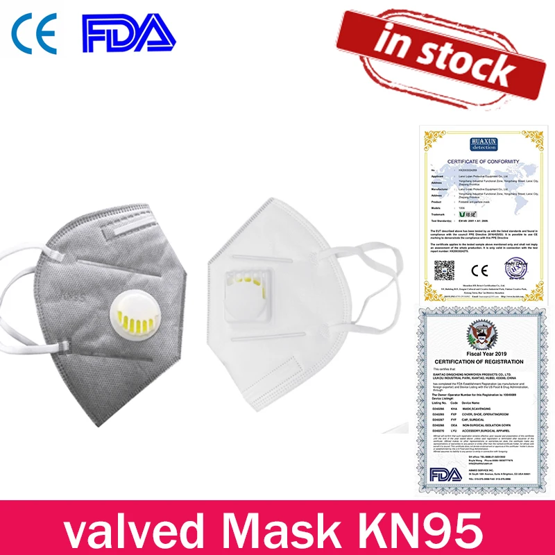 

5/10pcs KN95 Mask Valved Mask Protective Masks Face Mask PM2.5 Anti-fog Protective Mouth Mask FfP3 Respirator Reusable