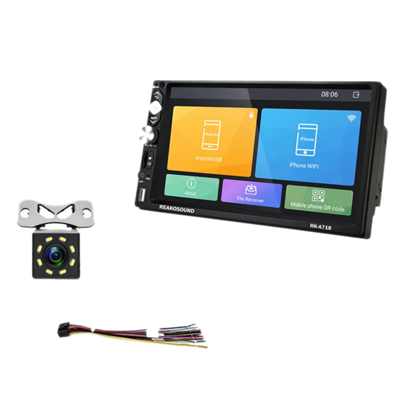 2 Din автомагнитола 7 дюймов Android 8,1 Универсальный dvd-плеер gps навигация Bluetooth Сенсорный экран wifi Bluetooth MP5 плеер с задней - Цвет: 8 led camera