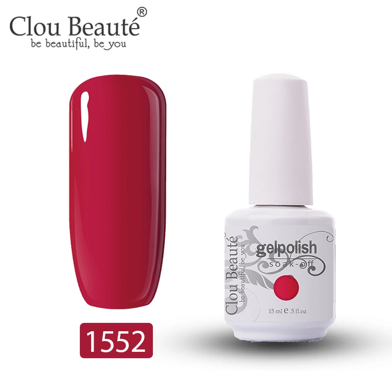 Clou Beaute 15 мл Гель-лак для ногтей УФ 179 цветов Varnich чистый цвет ногтей Блеск Топ УФ светодиодный гель Дизайн ногтей маникюрный лак гибридный - Цвет: 1552