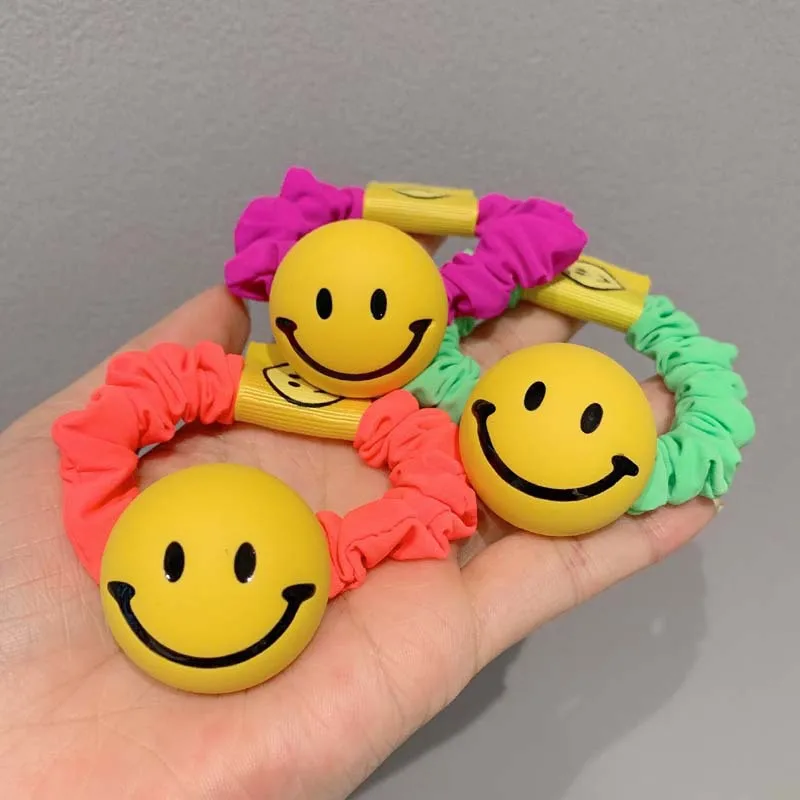 Эластичная повязка для волос с красочным улыбающимся лицом девочек ручная