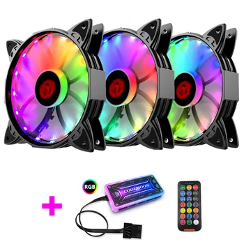

COOLMOON HUPO Computer Case PC Cooling Fan RGB Adjust 120mm Quiet + IR Remote New Computer Cooler RGB CPU Case Fan Three In One