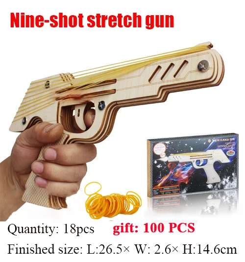 Деревянный пустынный Ястреб резиновый пистолет мягкая пуля пистолет 80 Классическая Игрушка Головоломка Сборная модель для детей - Цвет: 4