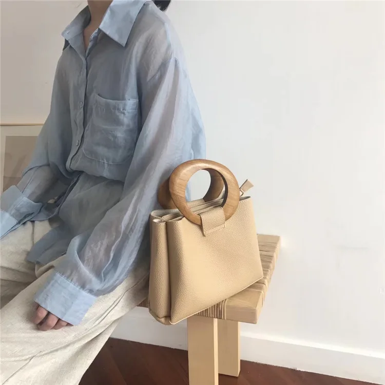 Miyahouse модные женские сумки с деревянным кольцом, Повседневная сумка через плечо, сумки через плечо для женщин, роскошные женские сумки