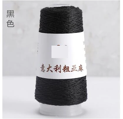 black 50 г/шт. итальянская ramie льняная пряжа крючком шляпа линия diy ручной работы летняя крутая шляпа тканая связанная крючком сумка пряжа 1 мм Толщина - Цвет: black