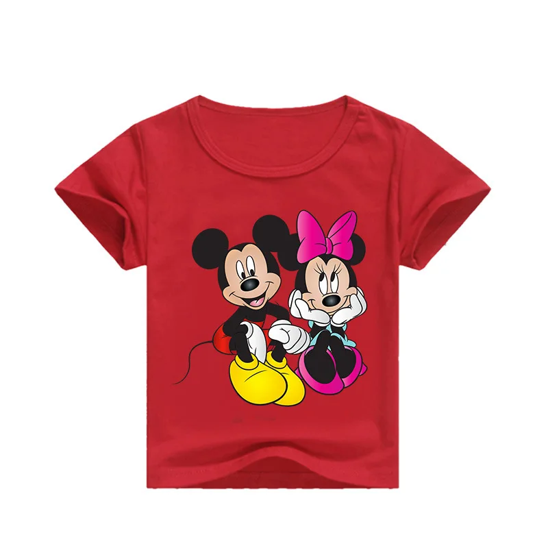 Летние хлопковые футболки для маленьких мальчиков детские футболки с короткими рукавами с принтом Микки и Минни топы для девочек, детские футболки, костюмы