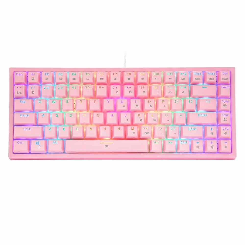 Tenkeyless Mechancial Keyboard , 84 Keys RGB Backlight Wired Switch Keyboard for Typing Gaming ,Pink
