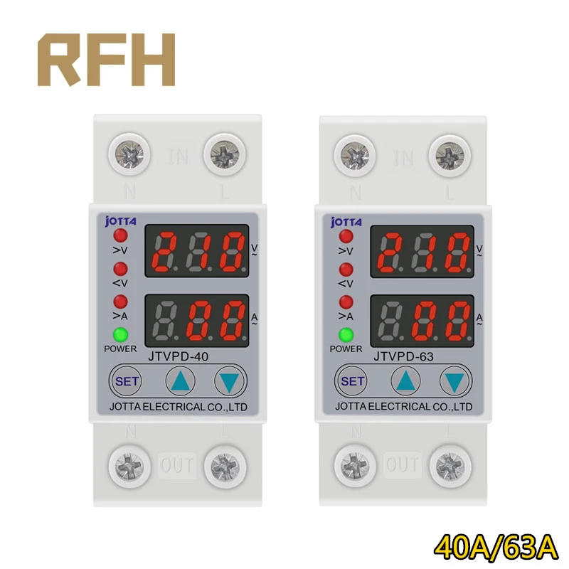 

40A 63A 230V Din Rail Adjustable Over Voltage and Under Voltage Protective Device Protector Relay