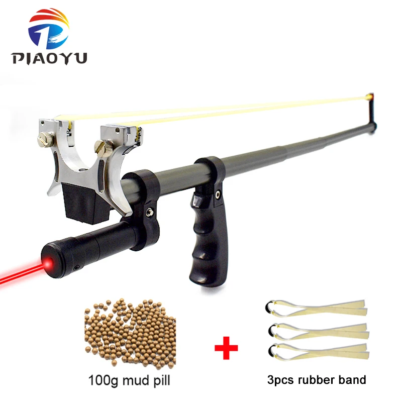 Tirachinas telescópico de alta precisión, tirachinas de goma de alta potencia con láser rojo de acero inoxidable para caza al aire libre
