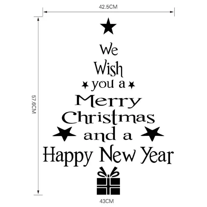 

Christmas Tree Letters Wall Sticker Decals Removable PVC Mural Window Home Decor