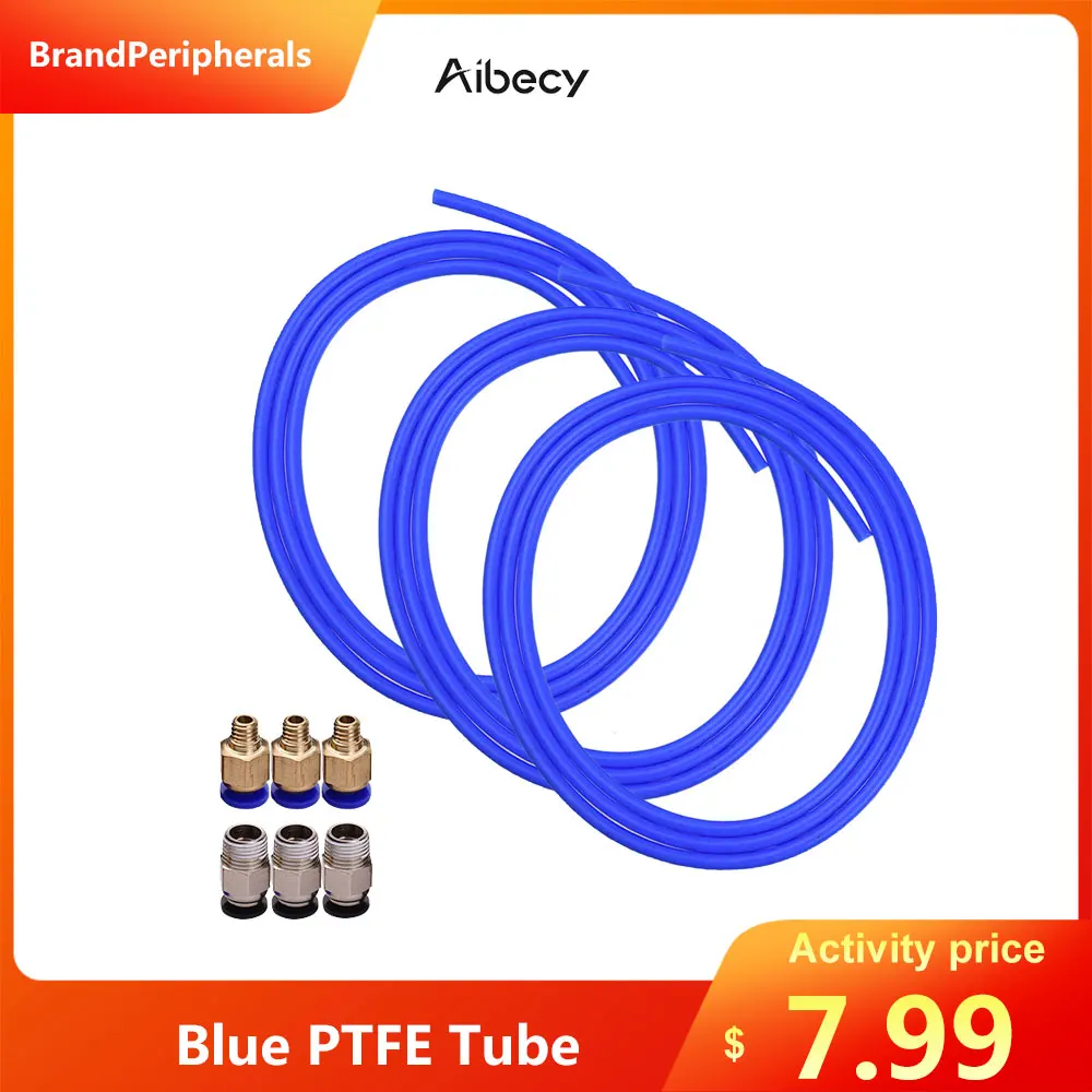 Aibecy 3 шт. голубой шланг из ПТФЭ 1 метр с быстрорежущих пневматических фитингов для