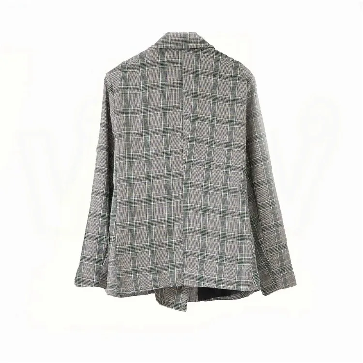

Wy38 Autumn New Style WOMEN'S Dress-Style Urban Mixed Colors Pattern Fold-down Collar Double Breasted Suit Jacket