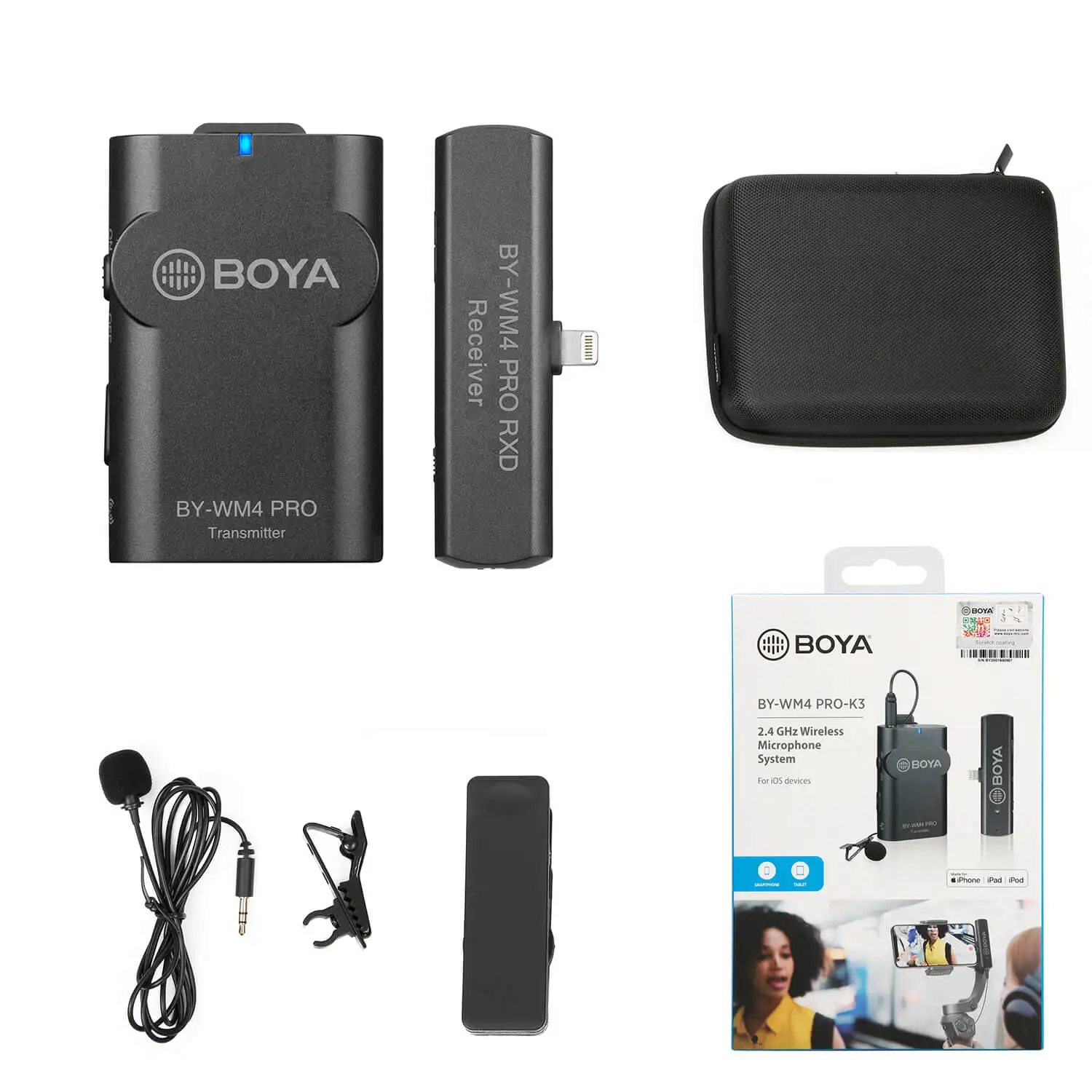 2.4G Wireless Lavalier Microphone Vlog for DSLR Camera Smartphone, BOYA Lapel Mic System for Canon Nikon iOS iPhone 11 10 8 7 6 