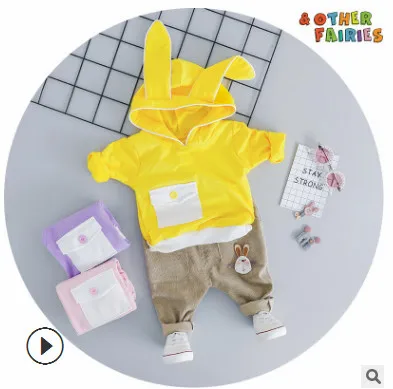 Осенний комплект спортивной одежды для мальчиков; - Цвет: Rabbit ears Yellow