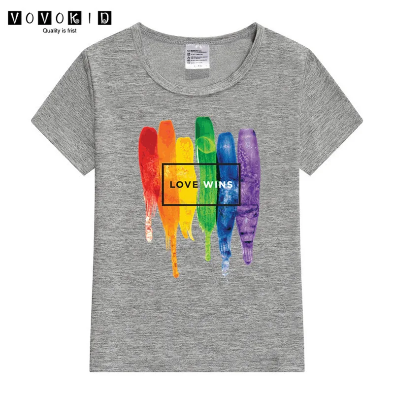 Футболка ЛГБТ с принтом Love Wins для маленьких девочек и мальчиков Детская летняя
