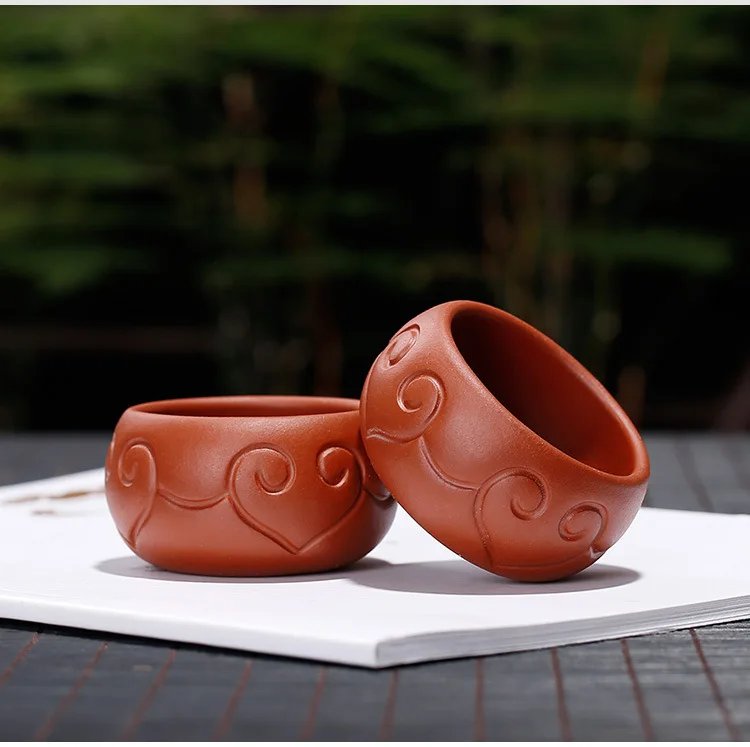 A Red Clay Wish Cup Handmade Is Tea Cup Yixing Cup Small Kung Fu Tea Ceremony Dragon Design Top Grade Can Be Made on Behalf