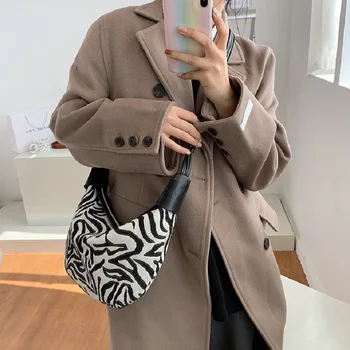 

Fashion Zebra Pattern Women's Bag 2020 Winter Casual Lady Handbag Tote Soft Crossbody Messenger Shoudler Bags for Female Purse
